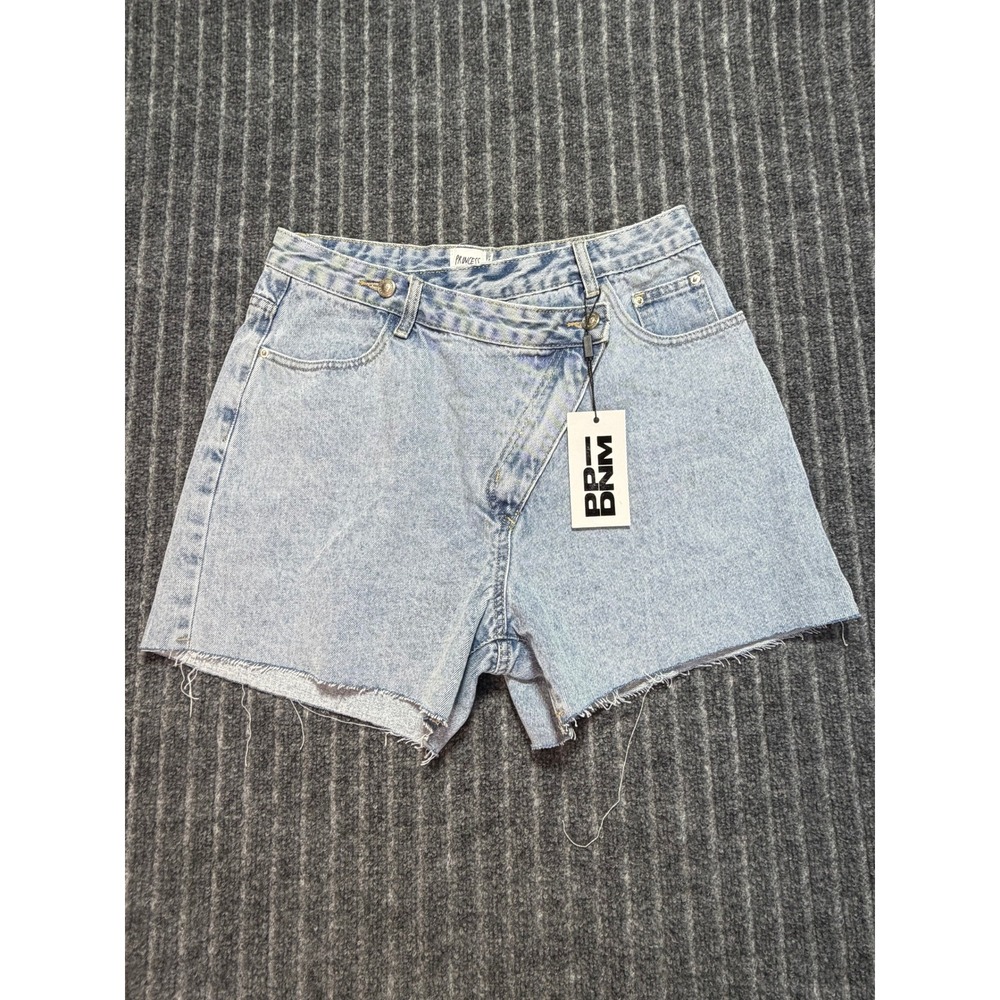 Princess Polly Denim Shorts Sz 8 Asymmetric Crossover Front Preppy Festival Edgy